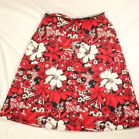 vtg VALERIE STEVENS Floral A-Line Mid Length Skirt Sz 4 US - Picture 1 of 11